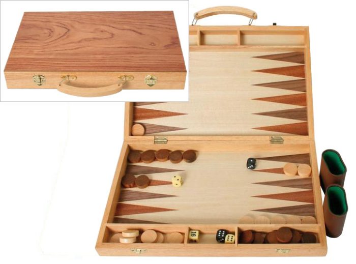 Backgammon bois blanc 38cm