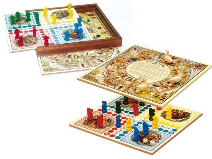 Coffret 3 jeux : Jeu de l'Oie, Petits Chevaux, Echelles et Serpents
