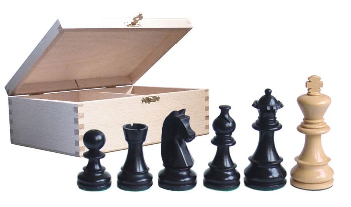 Pièces échecs lestées 93mm (6) Noir/Buis