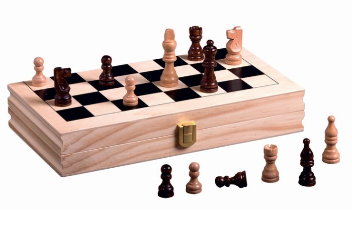 Coffret d'échecs pliable en bois 28cm