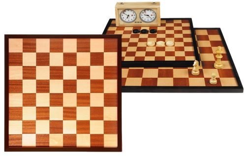 Échiquier/damier marqueté 42cm case 50/40mm