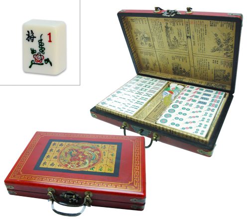 Petit Mahjong tuiles résine, coffret style ancien