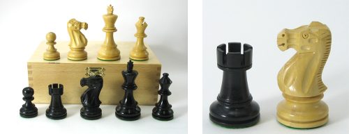 Pièces échecs lestées ProBase 76mm (3) Noir/Buis