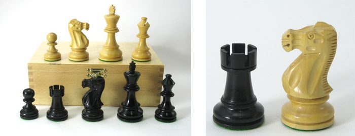 Pièces échecs lestées ProBase 76mm (3) Noir/Buis
