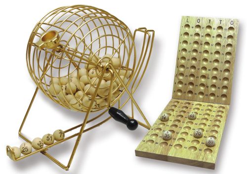 Bingo / Loto Moulin métal 24cm 90 boules bois + plateau bois