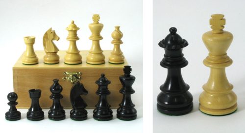 Pièces échecs lestées 83mm (4) Noir/Buis