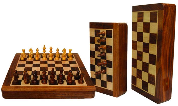 Echecs magnétique pliable 18cm marqueté