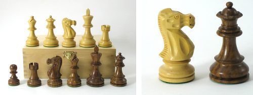 Pièces échecs lestées ProBase 90mm (5) Acacia/Buis