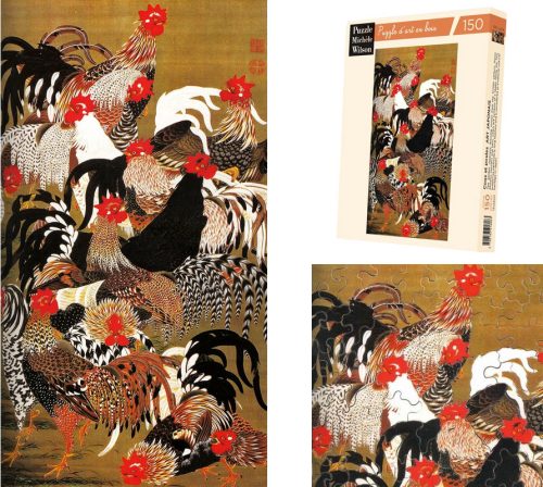 Coqs et Poules - art japonais - puzzle Michèle Wilson 150 pièces