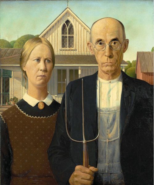 American Gothic - Grant Wood  - puzzle Michèle Wilson 250 pièces