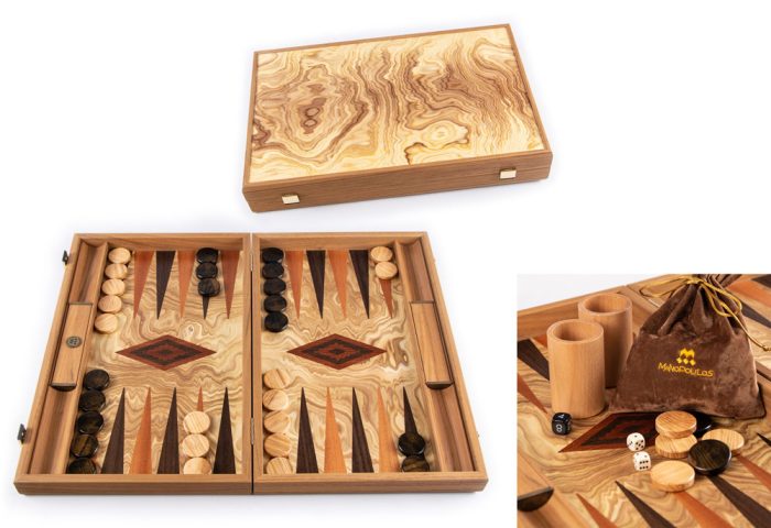 Backgammon Premium en loupe d'olivier 60cm
