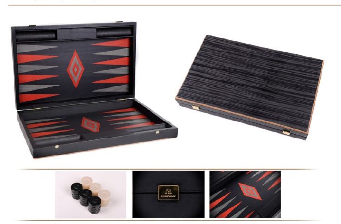 Backgammon Premium Chêne noir et Argento 60cm