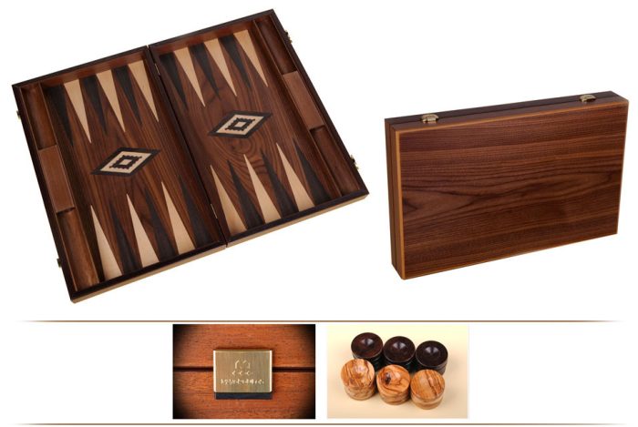 Backgammon en noyer 60cm