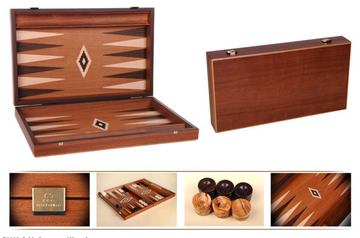 Backgammon en acajou 46cm