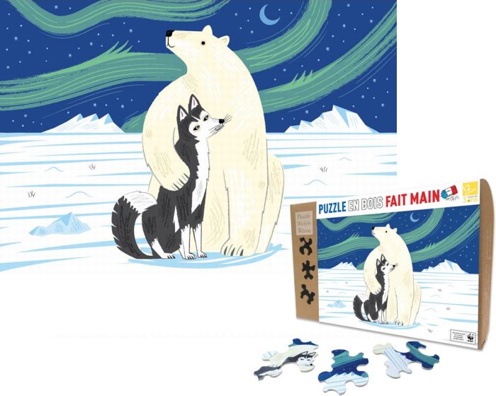 L'ours et le Husky - Lake - puzzle Michèle Wilson 12 pièces