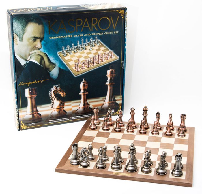 Echecs Kasparov 50cm Argent et Bronze