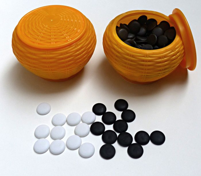 Pierres de Go 23mm semi convexes en résine, bols imitation osier