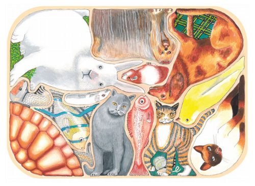 Animaux familiers en folie - Tard - puzzle Michèle Wilson 12 pièces