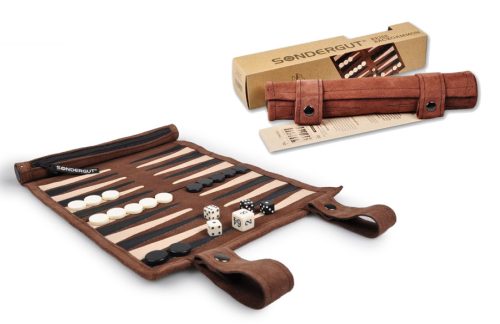 Backgammon de voyage en cuir Moka  (Sondergut)