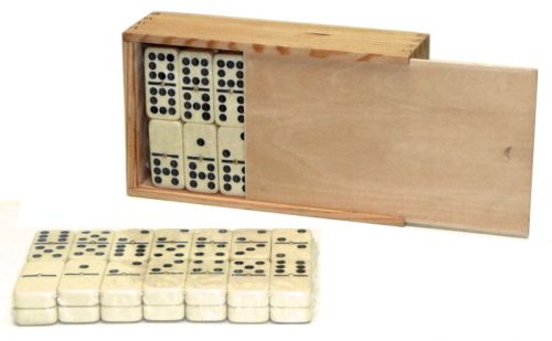 Dominos double 9 boîte bois