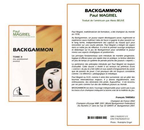 Magriel - Backgammon tome 2 : Jeu positionnel avancé