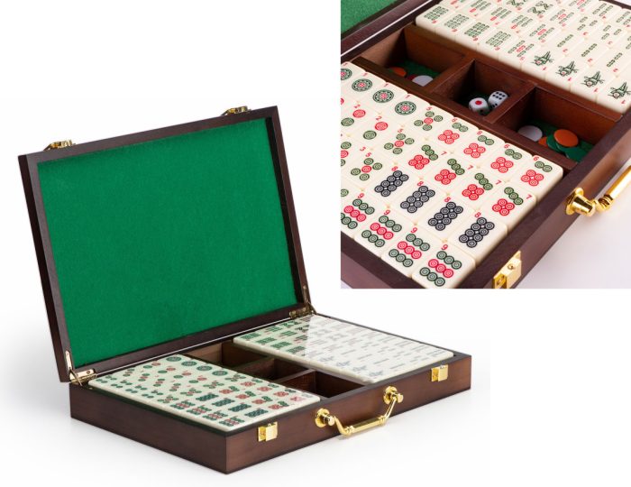 Mahjong boîte bois (tuile 30x22x17mm)