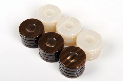 Pions de Backgammon nacre 36mm (marrons)