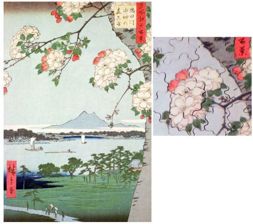 Pommiers en fleurs - Hiroshige - puzzle Michèle Wilson 150 pièces