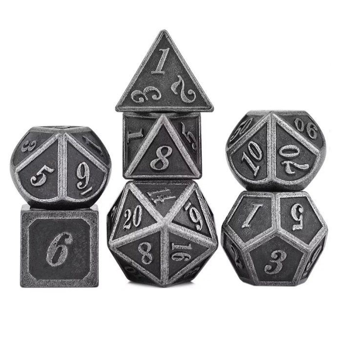 Dés Métal - Lot de 7 dés (14mm) - Outlined Silver